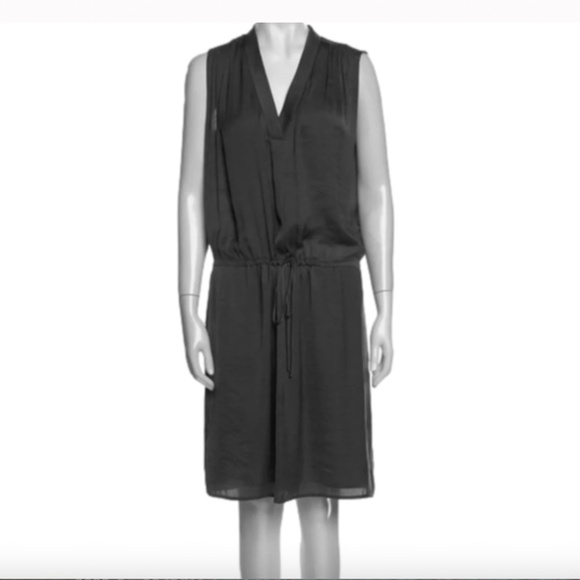 VINCE Black V Neck Drawstring Waist Tunic Popover Dress Size Large - Picture 1 of 7